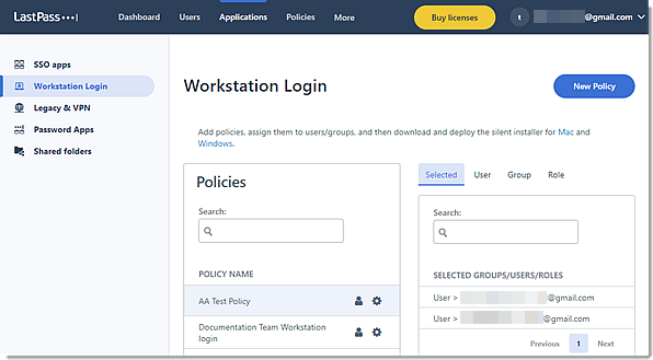Workstation Login policy page in new Admin Console