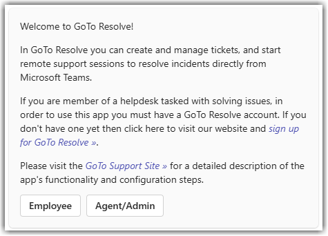 GoTo Resolve bot willkommensnachricht