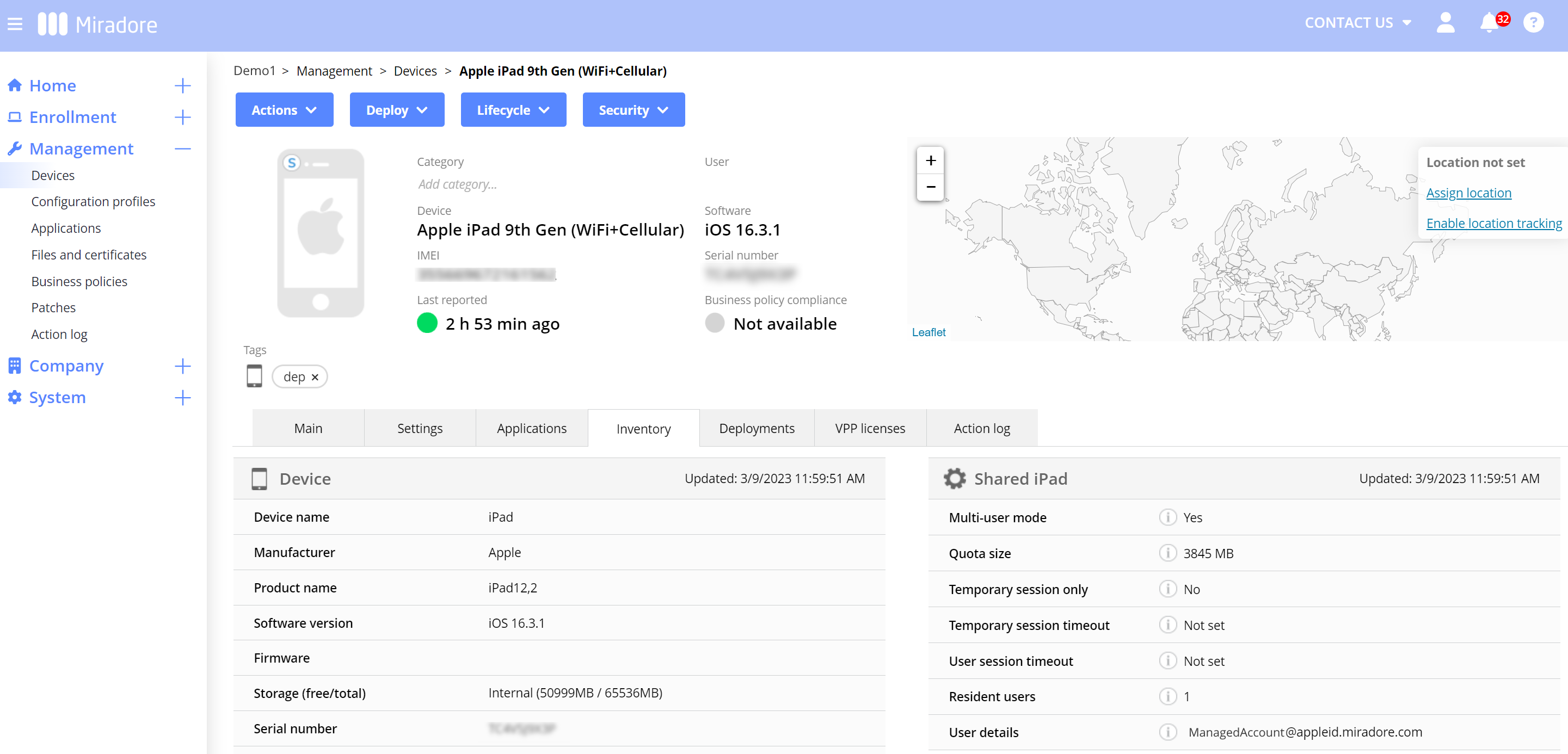 Collected data from multi-user mode devices