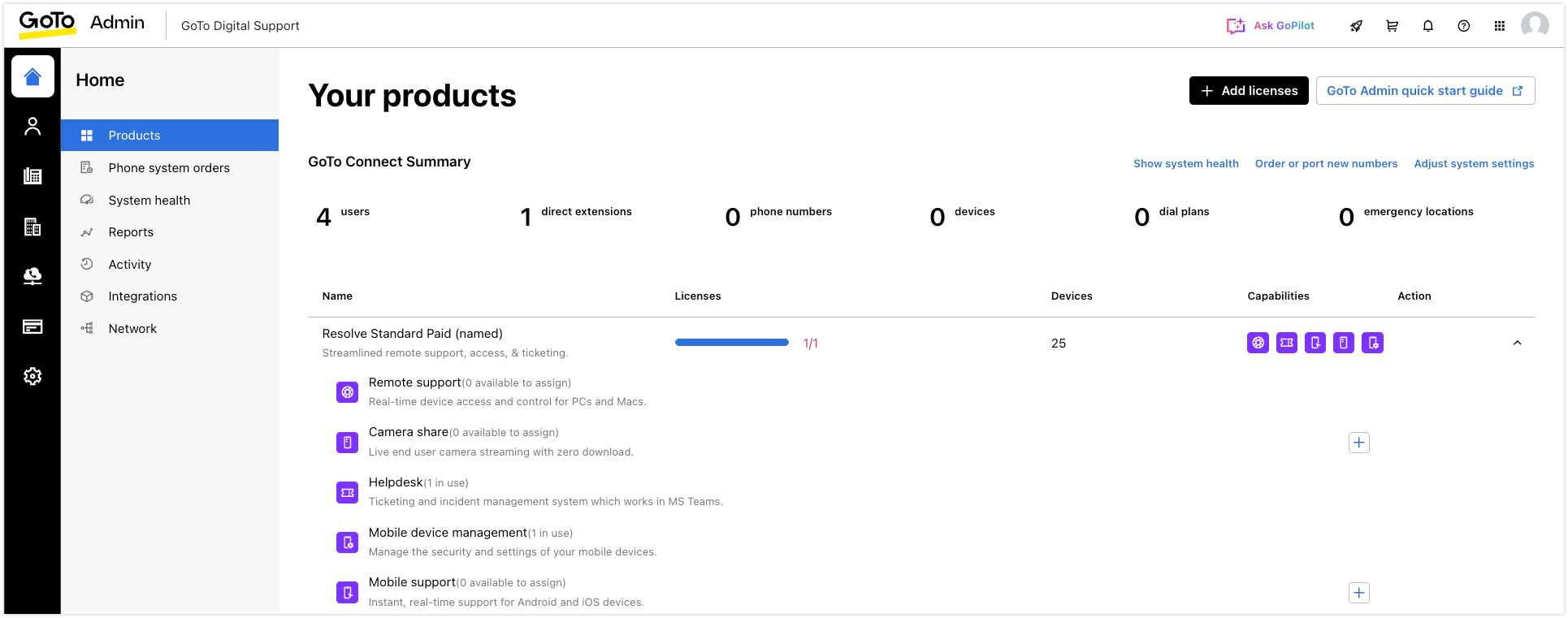GoTo Admin Products page.