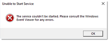 Error al intentar iniciar el servicio
