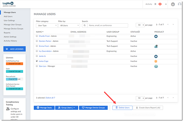 Excluir Usu rios Suporte Para O GoToConnect