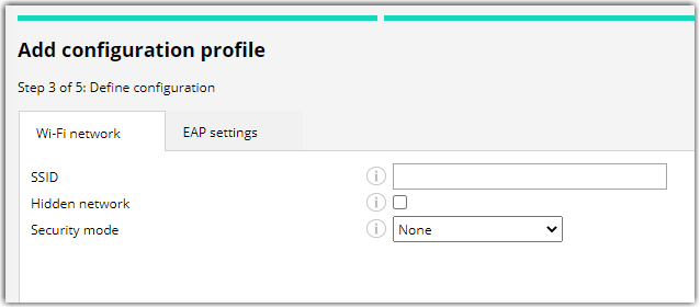 Adding Wi-Fi network settings as a part of the configuration profile.