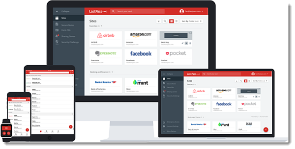 LastPass-kluis weergegeven op alle apparaattypen