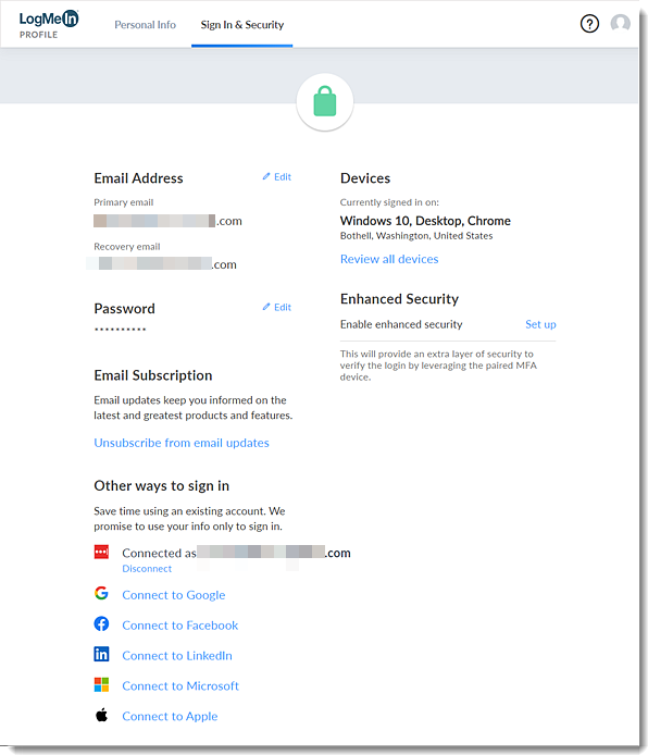 Connected social account