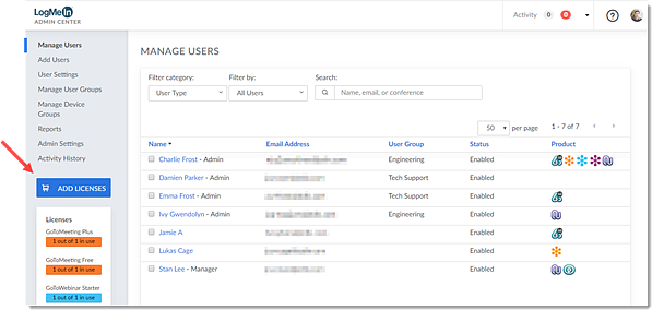 Add License in Admin Center
