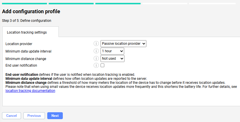 Location tracking profile for Android.