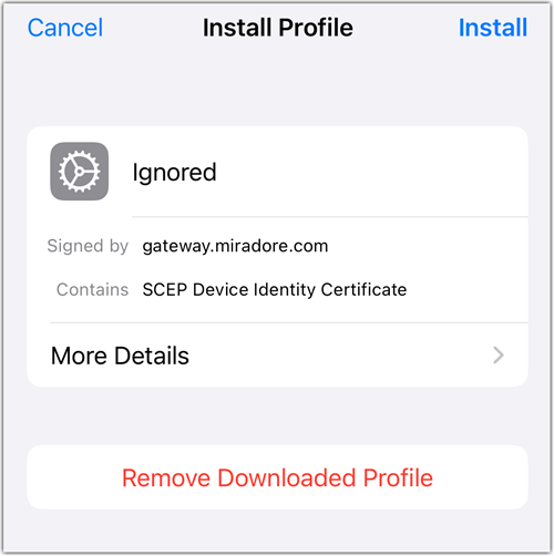 Ignored profile on iOS