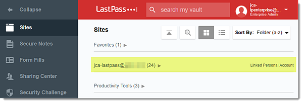 Linked Personal Account in Vault