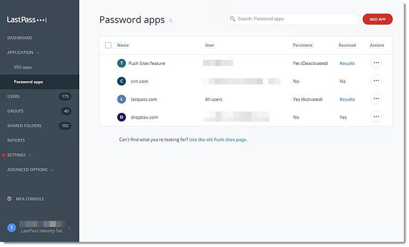 Wachtwoord apps pagina
