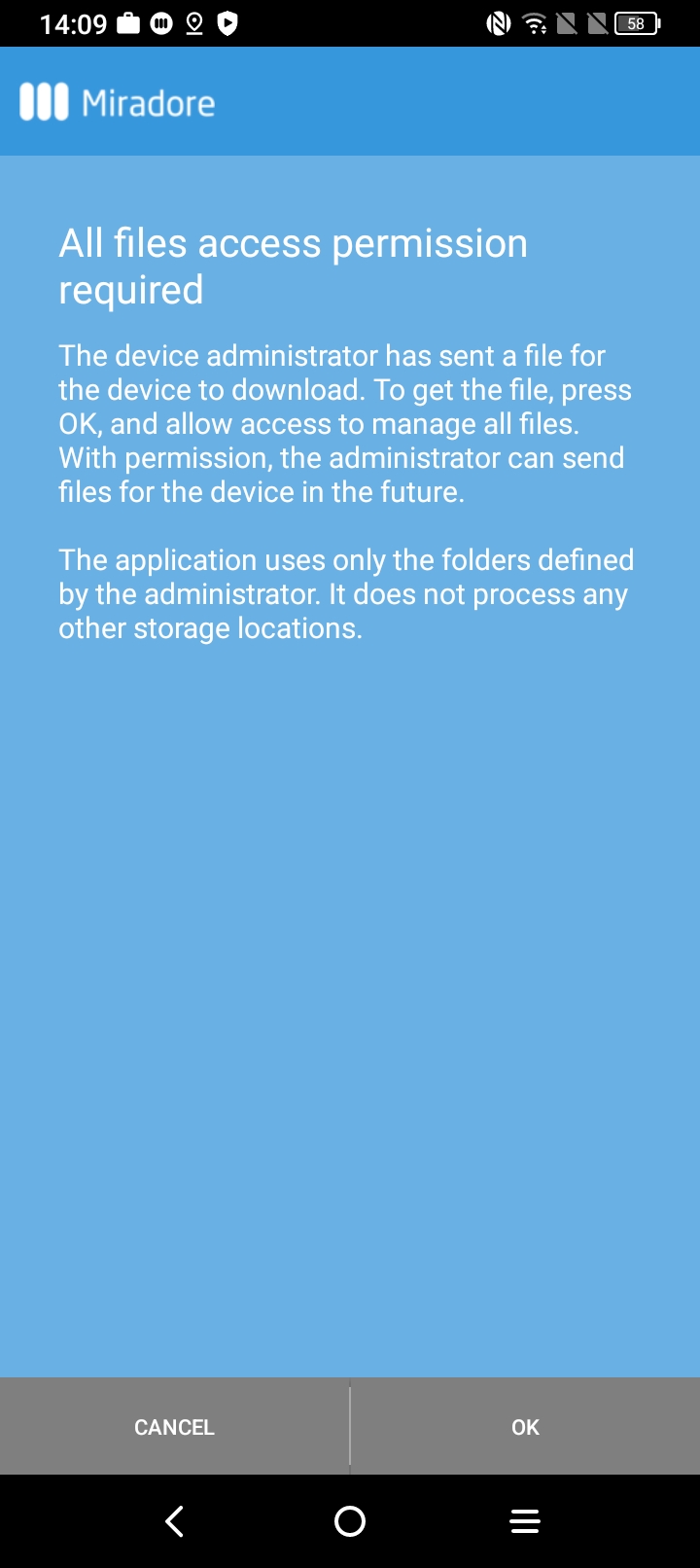 File access permission request on a device
