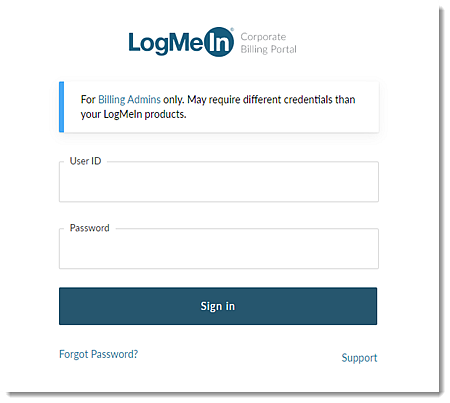Corporate Billing Portal login