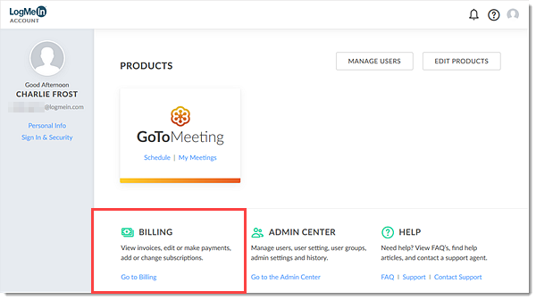 Go To Billing Center