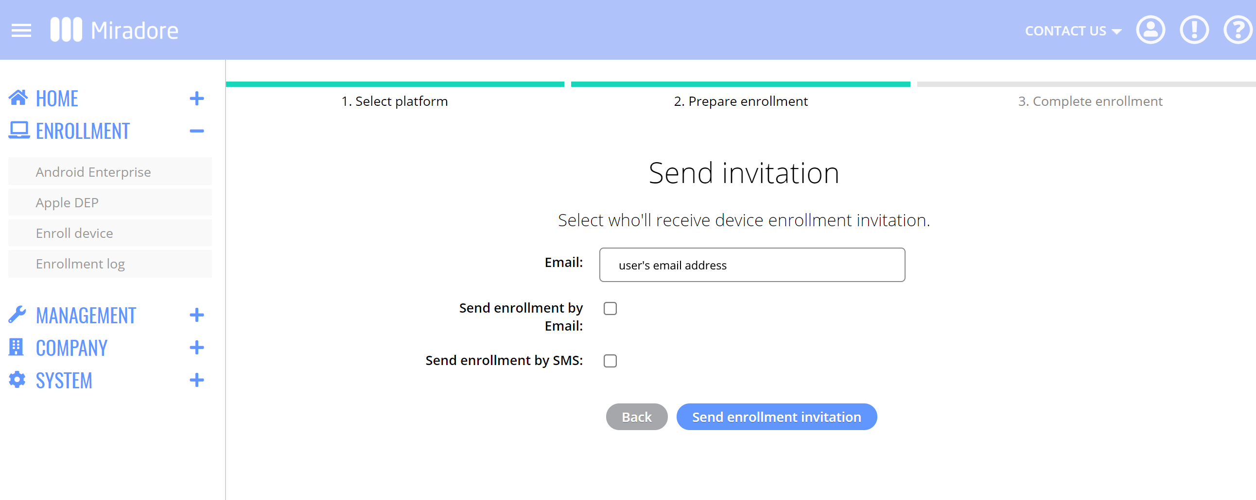 add user send enrollment invitation