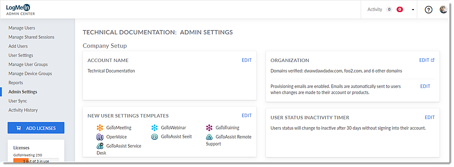 Gerenciar Configura es De Toda A Conta Suporte Para O GoToConnect