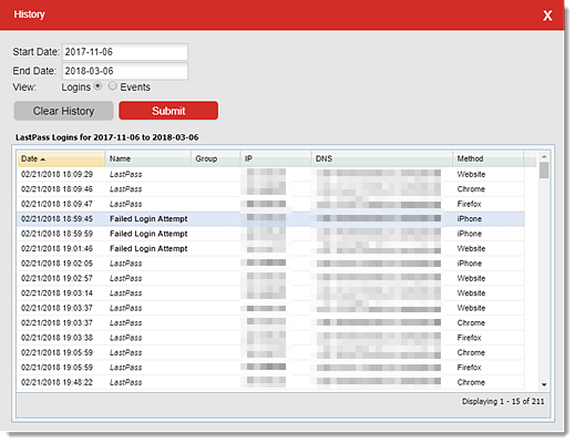 Lastpass Account History