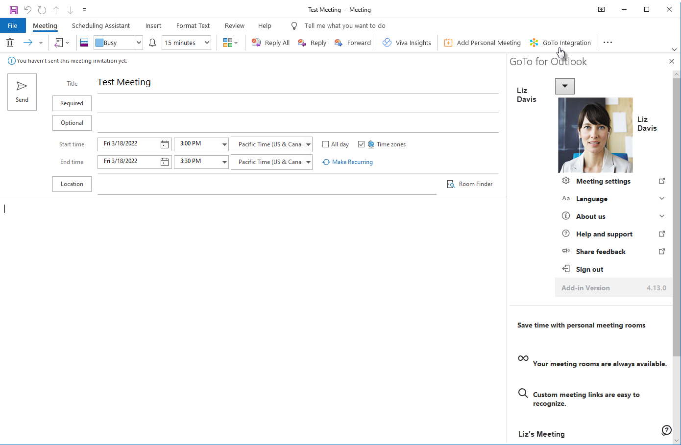 How Do I Schedule A Meeting With The GoTo For Outlook Integration