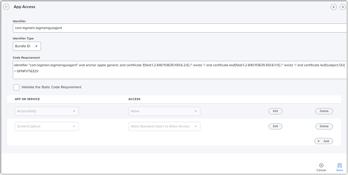 LogMeIn host installer setup and deployment in JAMF Central Support
