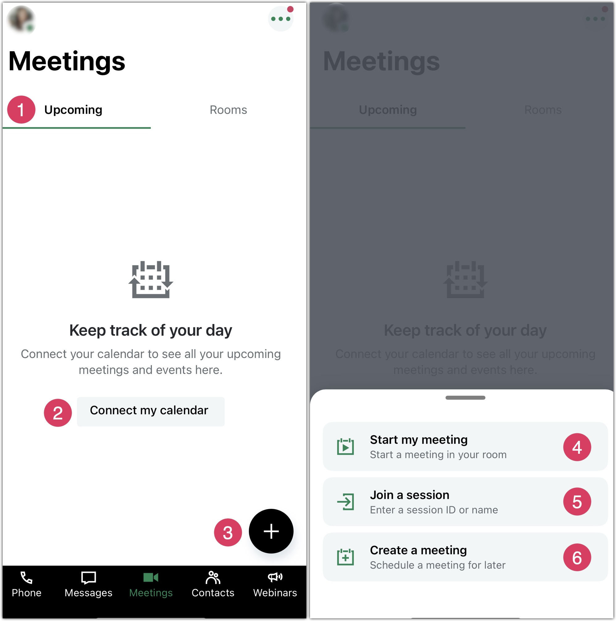 Meetings overview in GoTo mobile app