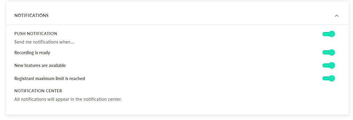 GoToWebinar Notification Settings