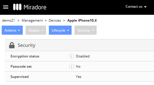 A supervised iPhone and security information.